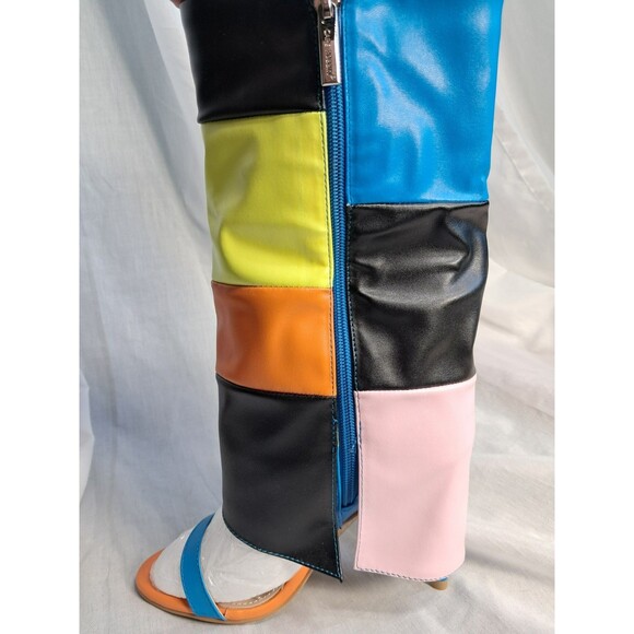 New Cape Robbin Parrish Multi Open Pointed Toe Stiletto Heel Foldover Boots Sz 6 - Picture 8 of 10